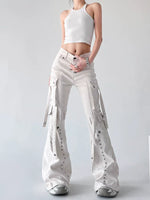 Flared Multi-Pocket Cargo Jeans Pants 5