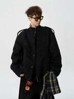 Fleece-Lined Epaulette Stand Collar Jacket 5