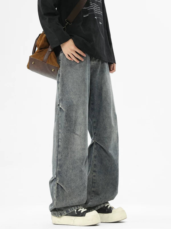 Fleece Lined Loose Fit Straight Leg Jeans 4