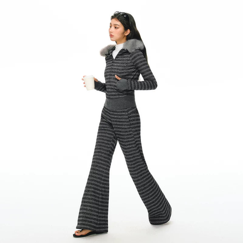 Fleece-Lined Striped Pullover Sweater 5