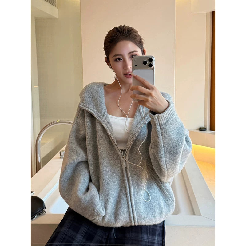 Fleece Zip Up Hooded Sweatshirt Cardigan 5