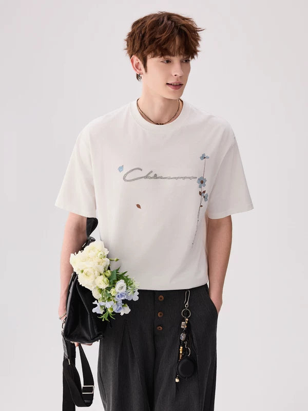 Floral Embroidered Graphic Crewneck T-Shirt 5