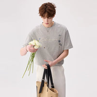 Floral Embroidered Graphic Crewneck T-Shirt