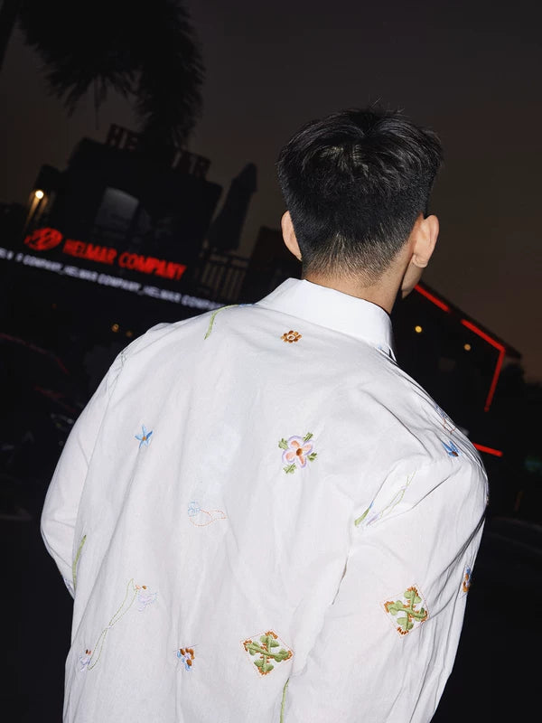 Floral Embroidered Long Sleeve Button Shirt 5