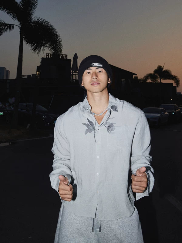 Floral Embroidered Long Sleeve Button-Up Shirt 4