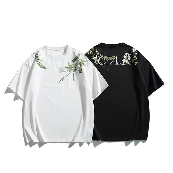 Floral Embroidered Loose Fit Short-Sleeve T-Shirt 3