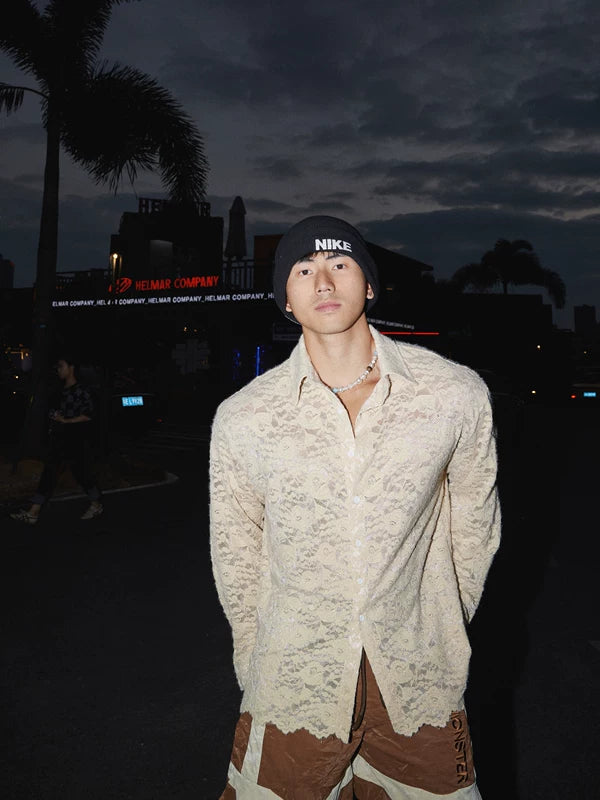 Floral Lace Long Sleeve Button-Up Shirt 3