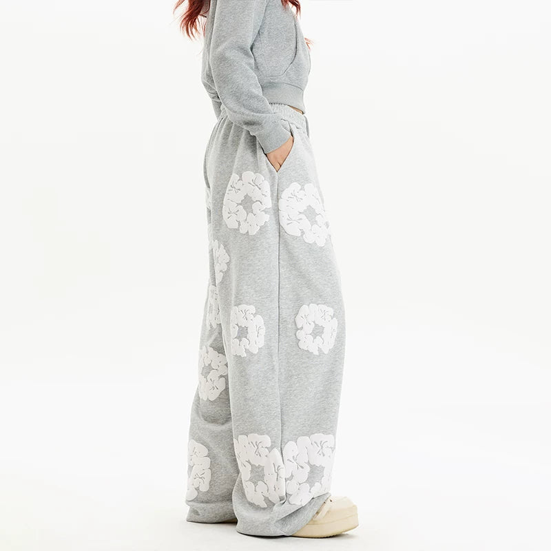 Floral Print Elastic Waist Wide Leg Pants 2