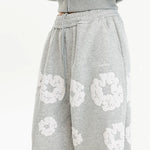 Floral Print Elastic Waist Wide Leg Pants 3