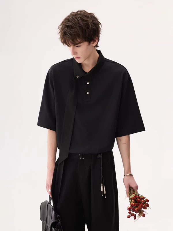 Flowy Neckline Mid-Sleeve Casual Shirt 5