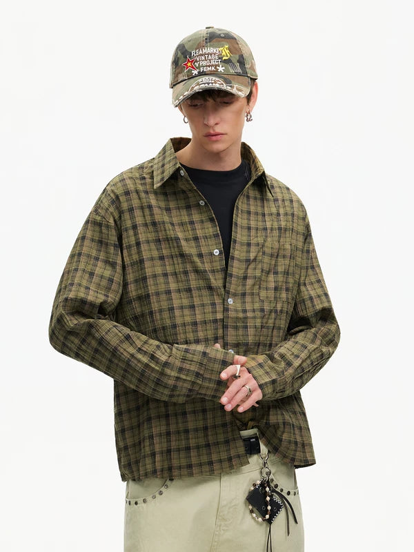 Gauze Plaid Long-Sleeve Casual Shirt 3