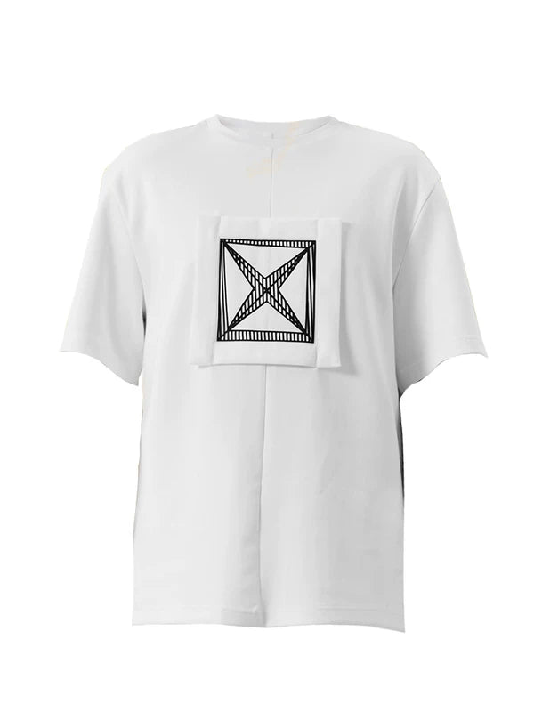 Geometric Patchwork Loose Fit Short Sleeve Shirt 5