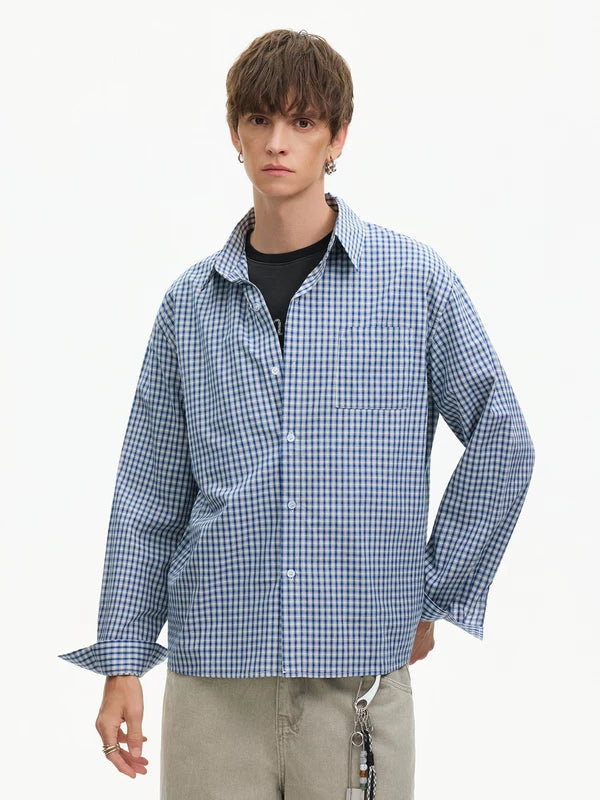 Gingham Check Long Sleeve Button-Up Shirt 2