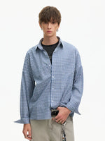 Gingham Check Long Sleeve Button-Up Shirt 3