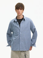Gingham Check Long Sleeve Button-Up Shirt 4