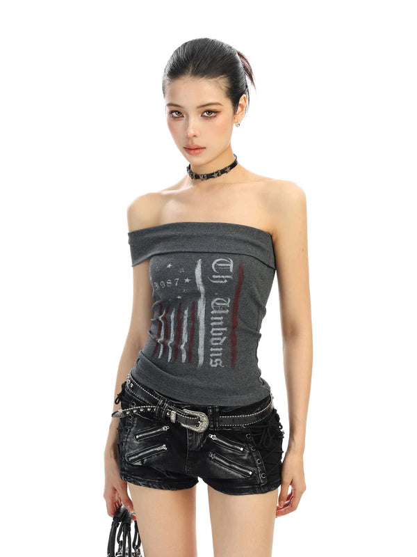 Graffiti Off-Shoulder Bandeau Tank Top 5