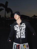 Graffiti Portrait Print Zip-Up Shirt 3