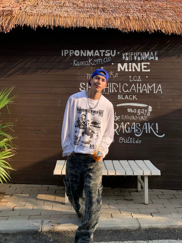 Graphic Long Sleeve Streetwear T-Shirt 4