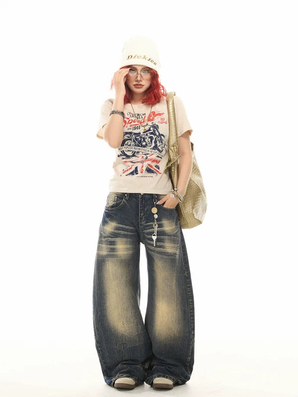 Graphic Motorcycle Print Short Sleeve T-Shirt 5