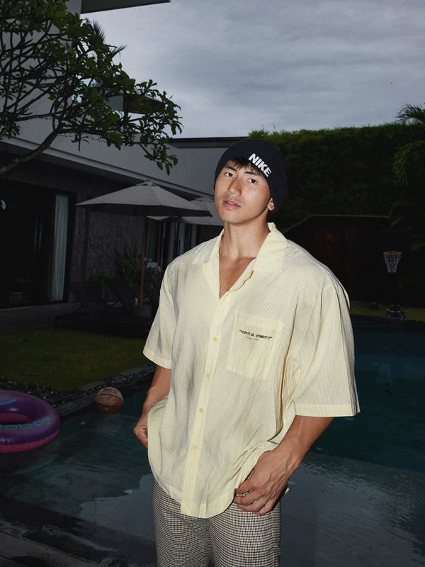 Graphic Number Print Short-Sleeve Collared Shirt 4