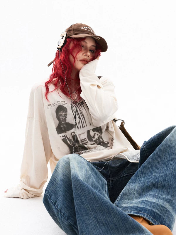 Graphic Print Long Sleeve Pullover Shirt 2