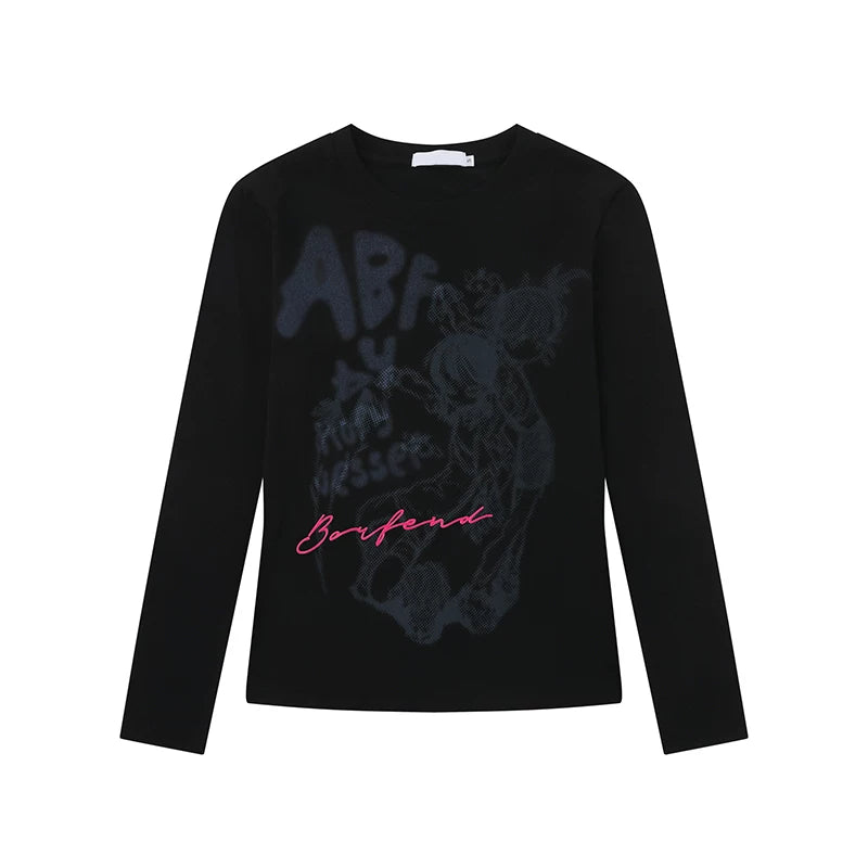 6194058498344,6194058498345,6194058498346, Graphic Print Long-Sleeve Turtleneck Top