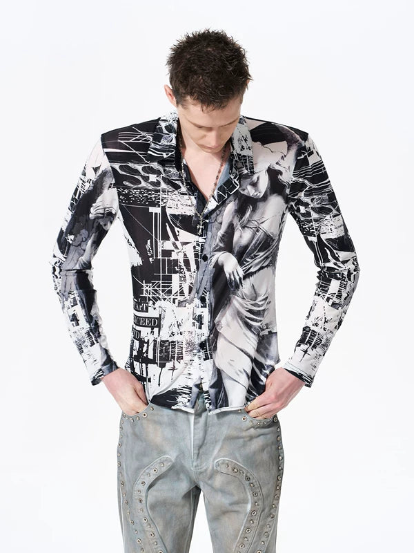 Graphic Print Slim Fit Long-Sleeve Shirt 3