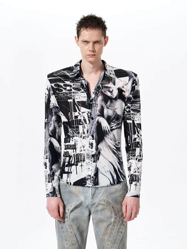 Graphic Print Slim Fit Long-Sleeve Shirt 4
