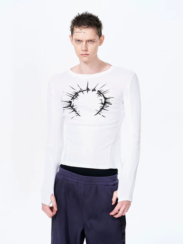 Graphic Print Slim Long-Sleeve T-Shirt 2