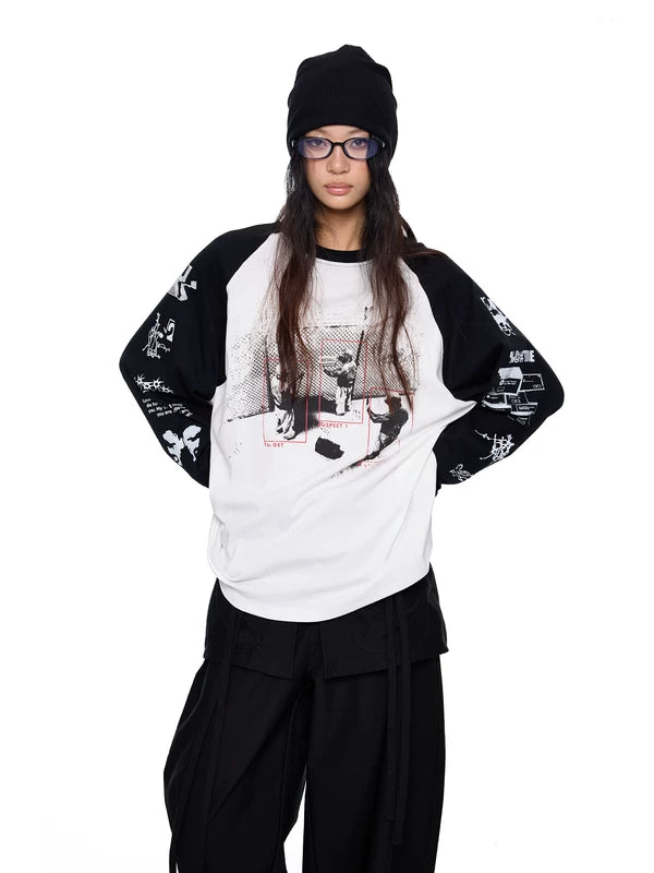 Graphic Raglan Long-Sleeve Streetwear Turtleneck 2