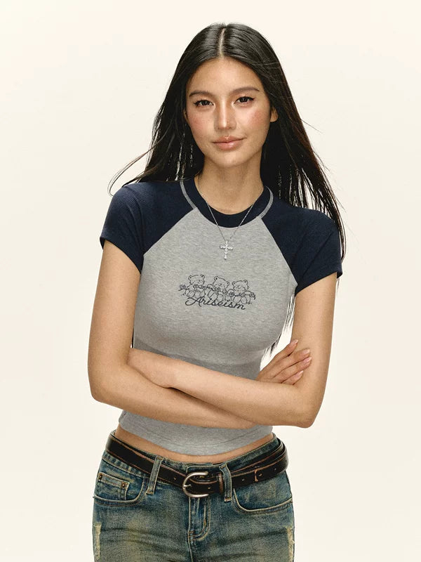 Graphic Raglan Short Sleeve Fitted Tee 4