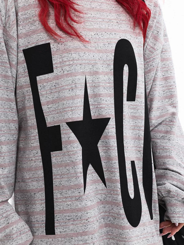 Graphic Star Letter Print Long-Sleeve T-Shirt 5