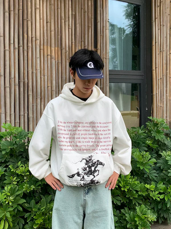 Graphic Text Print Pullover Hoodie 2