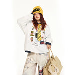 Graphic Waffle Knit Long Sleeve Pullover 2