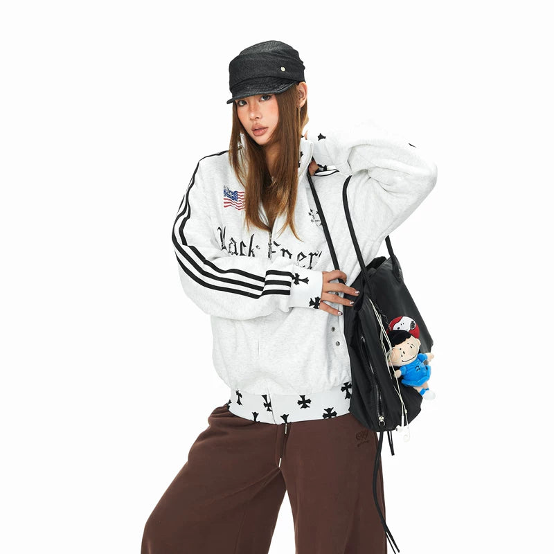 Graphic Zip-Up Stand Collar Jacket 3