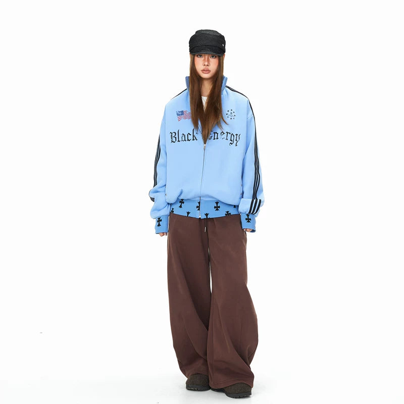 Graphic Zip-Up Stand Collar Jacket 4