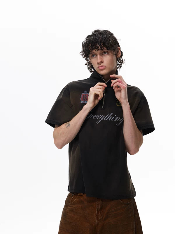 Half-Zip Graphic Washed Short Sleeve T-Shirt 5