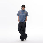 6197826311009,6197826311010,6197826311011,6197826311012, Half-Zip Graphic Washed Short Sleeve T-Shirt