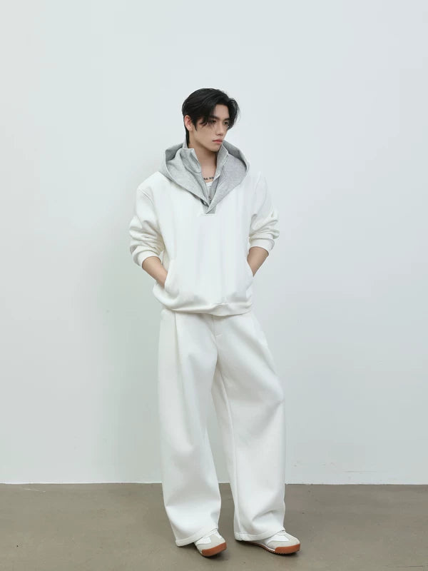 Half-Zip Hooded Sweatshirt and Wide-Leg Pants 2