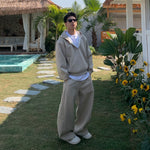 6184194411735,6184194411741,6184194411747, Half-Zip Hoodie and Wide-Leg Pants Set