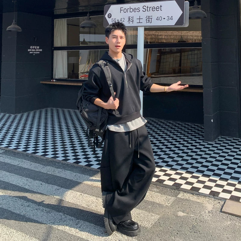 6184194411730,6184194411733,6184194411736,6184194411739,6184194411742,6184194411745, Half-Zip Hoodie and Wide-Leg Pants Set