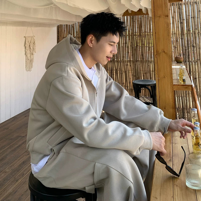 6184194411732,6184194411738,6184194411744, Half-Zip Hoodie and Wide-Leg Pants Set