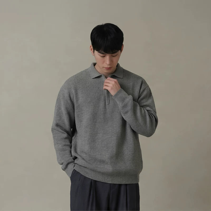Half-Zip Lapel Knit Commuter Sweater 2