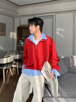 Half-Zip Mock Neck Faux Layered Hoodie 2