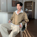 6200785962166,6200785962167,6200785962168,6200785962169, Half-Zip Mock Neck Faux Layered Hoodie