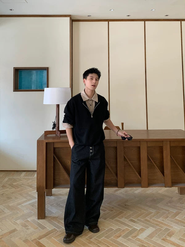 Half-Zip Polo Collar Layered Sweatshirt 4