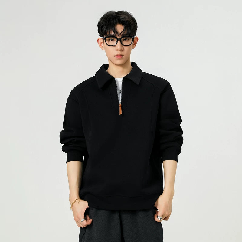 6020120977270,6020120977271,6020120977272,6020120977273,6020120977274, Half-Zip Polo Collar Sweatshirt