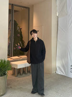 Half Zip Ribbed Stand Collar Sweater 5