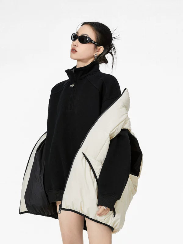 Half-Zip Stand Collar Oversized Sweatshirt 2