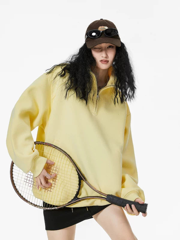 Half-Zip Stand Collar Oversized Sweatshirt 3